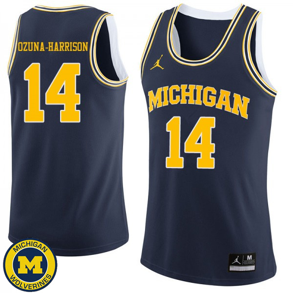 Men's Michigan Wolverines #14 Rico Ozuna-Harrison Navy Official Basketball Jersey